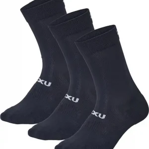 2XU Crew Socks 3 Pack Black/White Rabatt