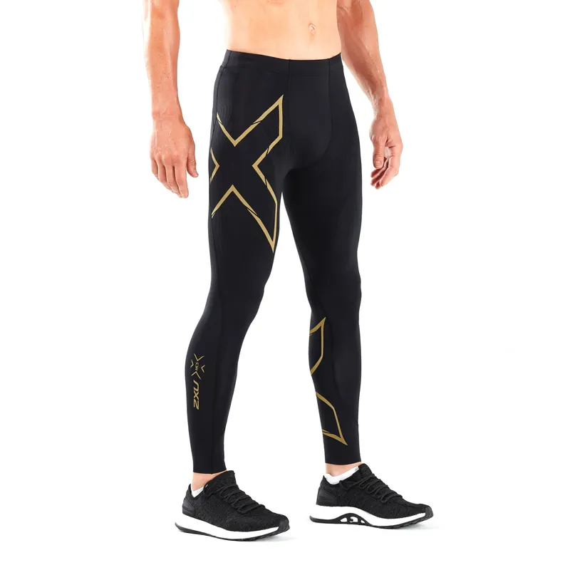 2XU Men's MCS Run Compression Tights Black/Gold Reflective Expressleverans