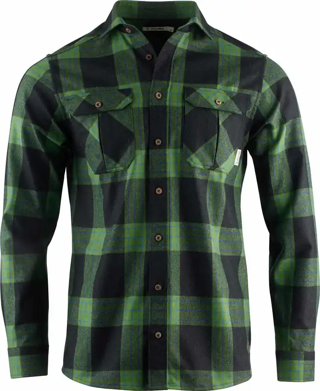 I lager Aclima Men's ReBorn Woolshirt Check Dark Grey/Green