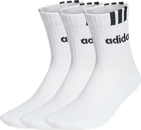Adidas 3-Stripes Linear Half-Crew Cushioned Socks 3 Pairs White/black Expressleverans