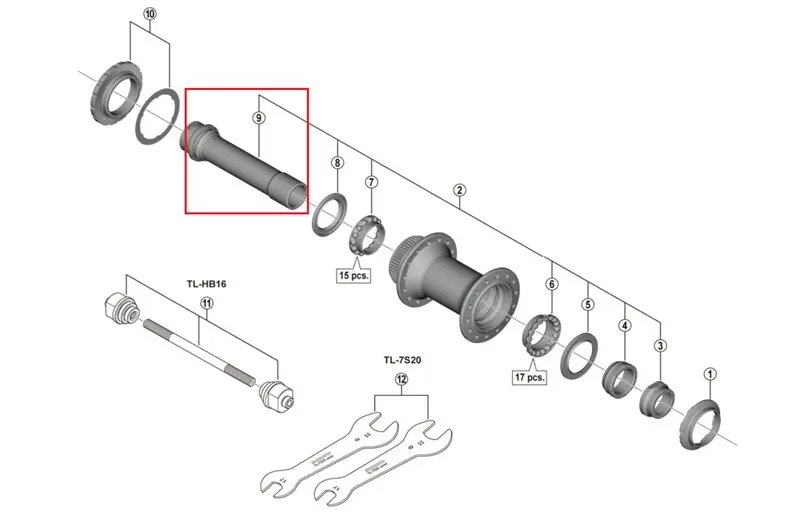 Shimano Hub Axle Unit Hb-M9110 Premium